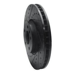 BMW X5 Brake Rotor (1) - Front Left - R1 Concepts - Drilled & Slotted - Black - `02-`06